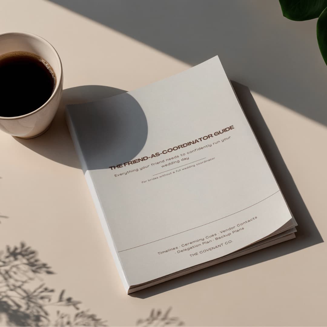 The Friend-As-Coordinator Guide beside a coffee cup in warm sunlight